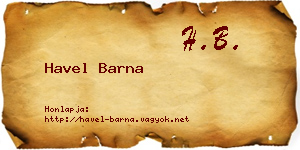 Havel Barna névjegykártya